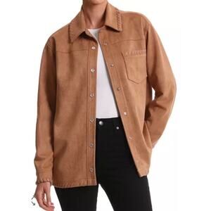 Bagatelle Tan Faux Suede Shacket Western Shirt Long Sleeve Snap Front Size XS